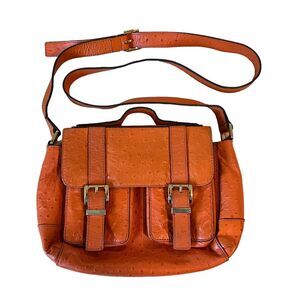 Michael Kors Crossbody Handbag Purse Orange Leather Ostrich Skin Fairy Witchcore